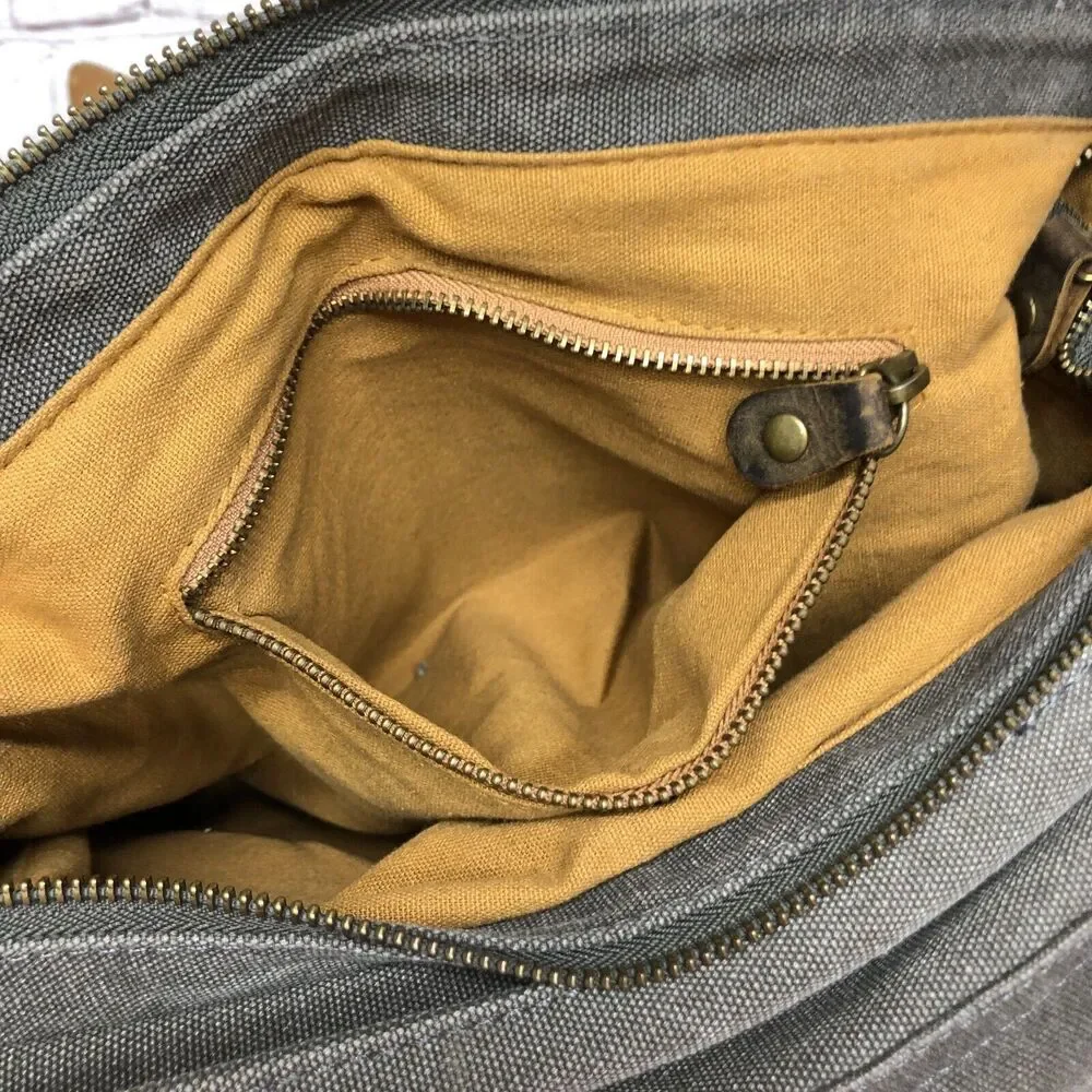 S-ZONE Camera Messenger Bag Leather Canvas DSLR Shoulder Crossbody Bag B294 -26